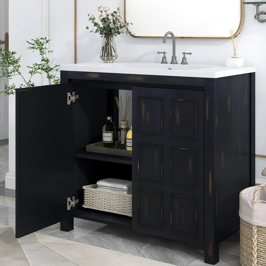 Hignconcerned Bathroom Vanity With Sink Two Door Cabinet