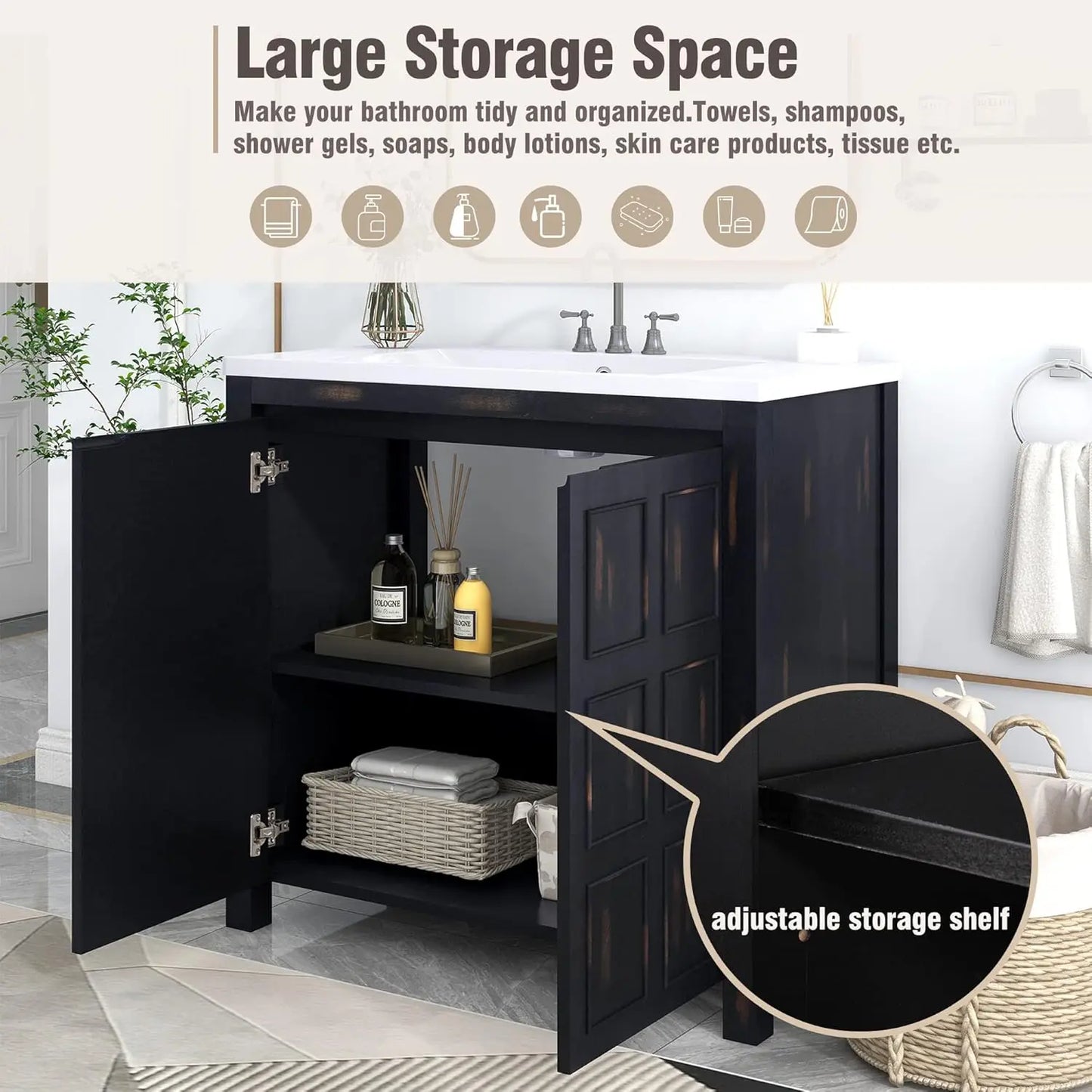 Hignconcerned Bathroom Vanity With Sink Two Door Cabinet