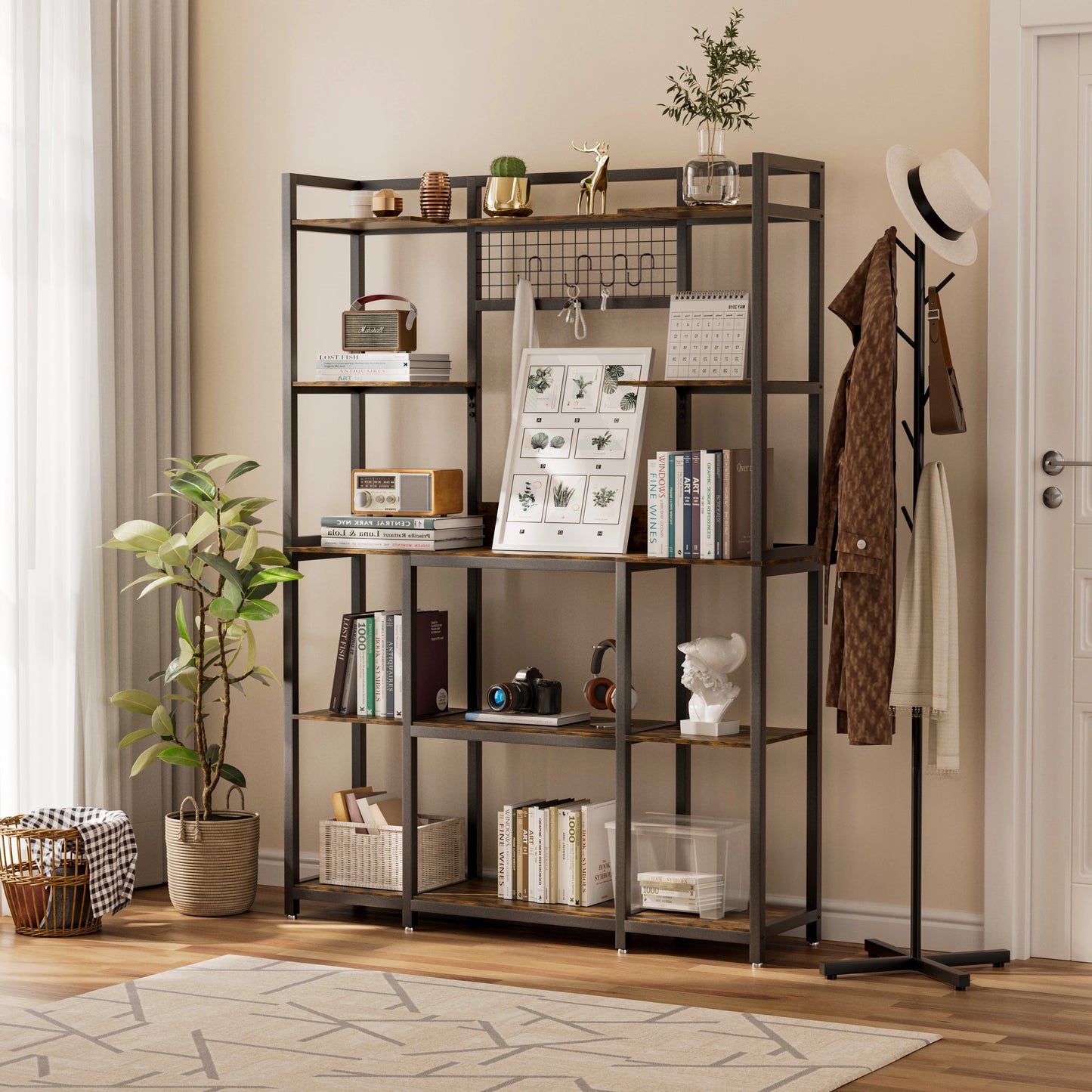 5 Tier Large Metal Kitchen Storage Shelf Freestanding Microwave Stand Kitchen Baker's Rack
