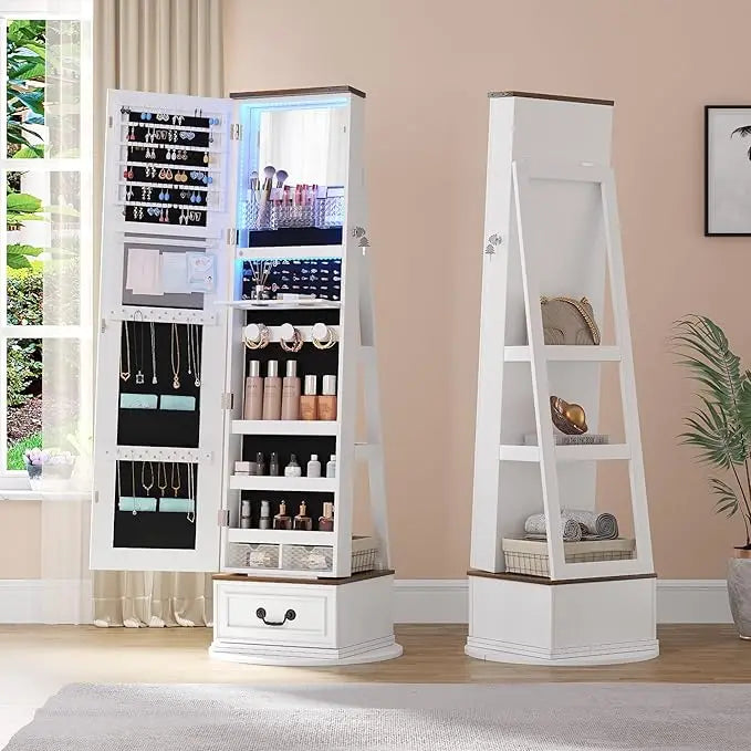 360 Degree Swivel Jewelry Organizer With Full Length Mirror