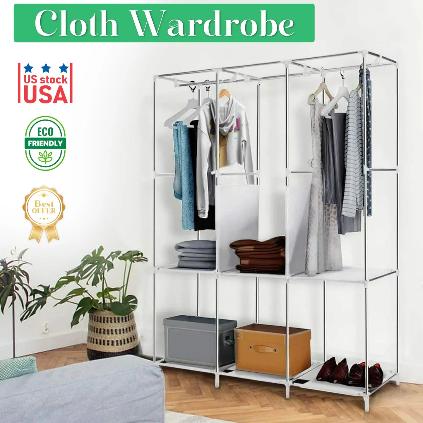 Folded Closet Wardrobe Organizer Nonwoven Fabric Storage
