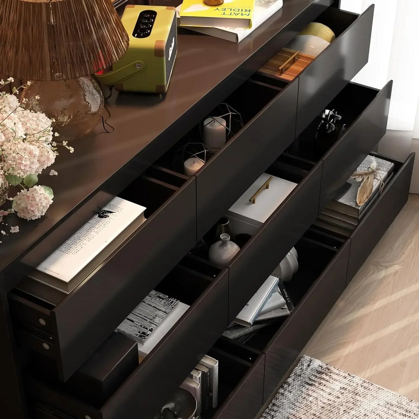 XMSJH Dresser for Bedroom with 9 Deep Drawers Modern Chest