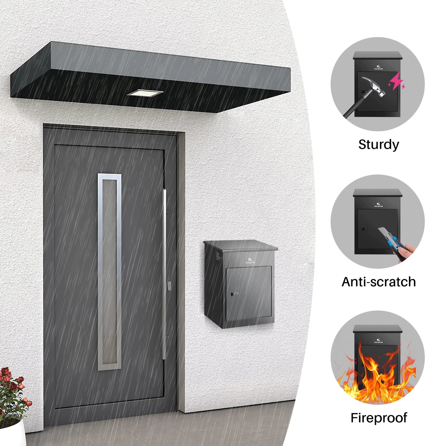 Roomark Package Delivery Box for Outside 15.75×16.15× 43.5inch Waterproof Anti-Theft Lockable Parcel Drop Box for Porch Curbside