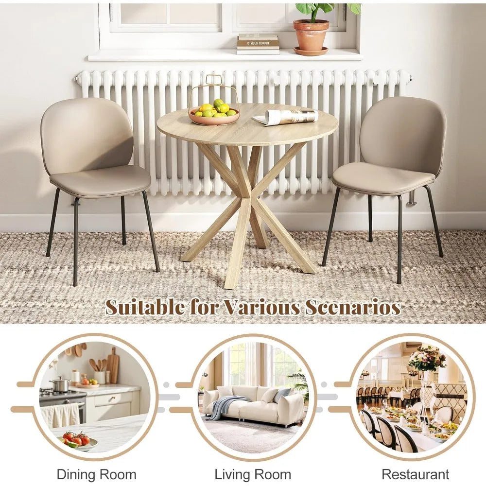 Moccha Round Dining Table Rubber Wood Farmhouse Style