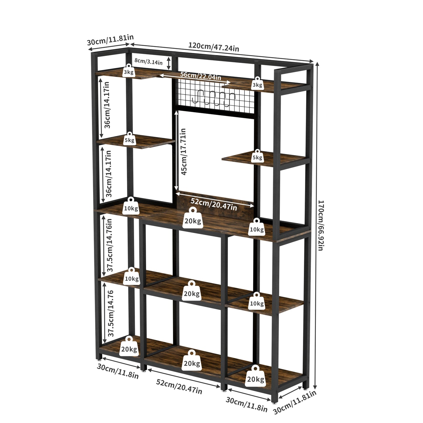 5 Tier Large Metal Kitchen Storage Shelf Freestanding Microwave Stand Kitchen Baker's Rack