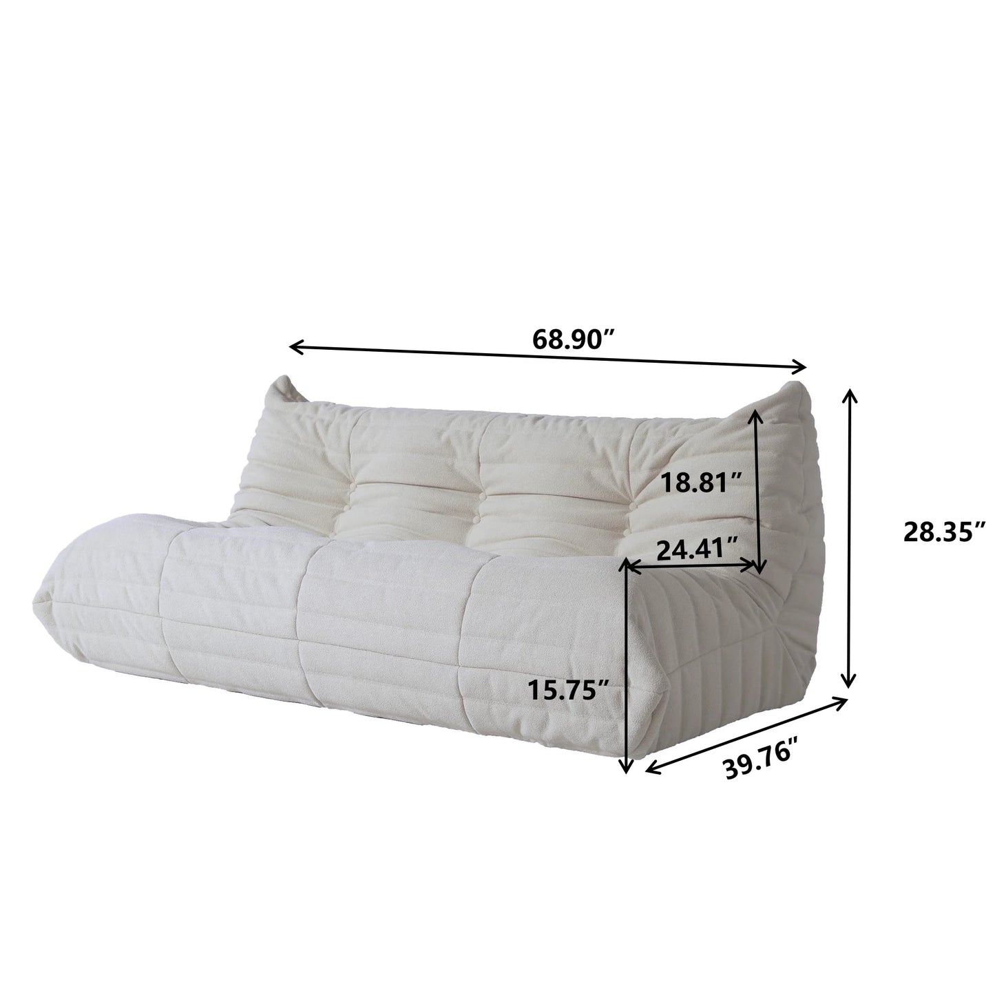 Teddy Fabric Bean Bag Sofas Comfy Lazy Floor Sofa Couch Soft Lounge Chairs Foam-Filled Accent Chair for Living Room Bedroom