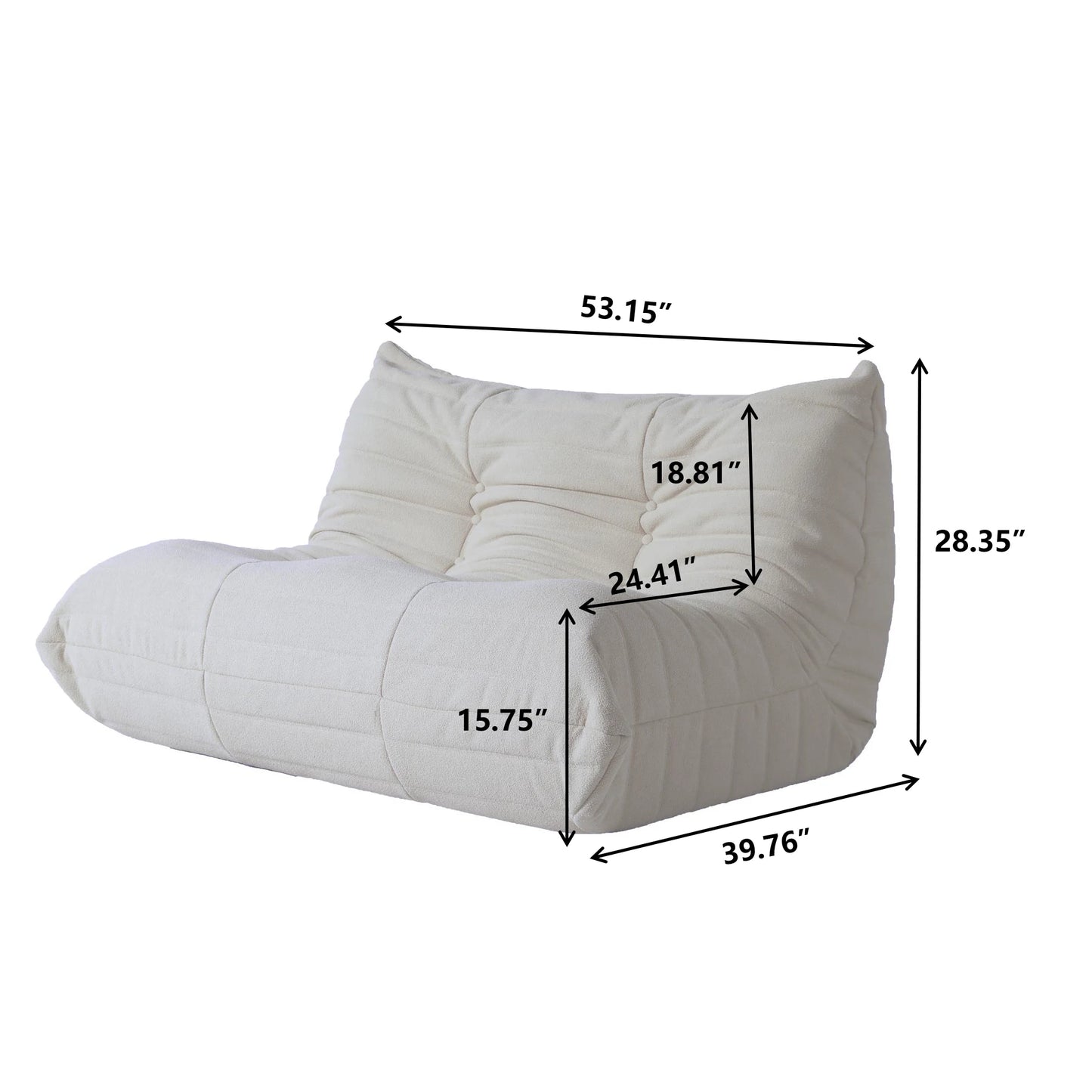Teddy Fabric Bean Bag Sofas Comfy Lazy Floor Sofa Couch Soft Lounge Chairs Foam-Filled Accent Chair for Living Room Bedroom