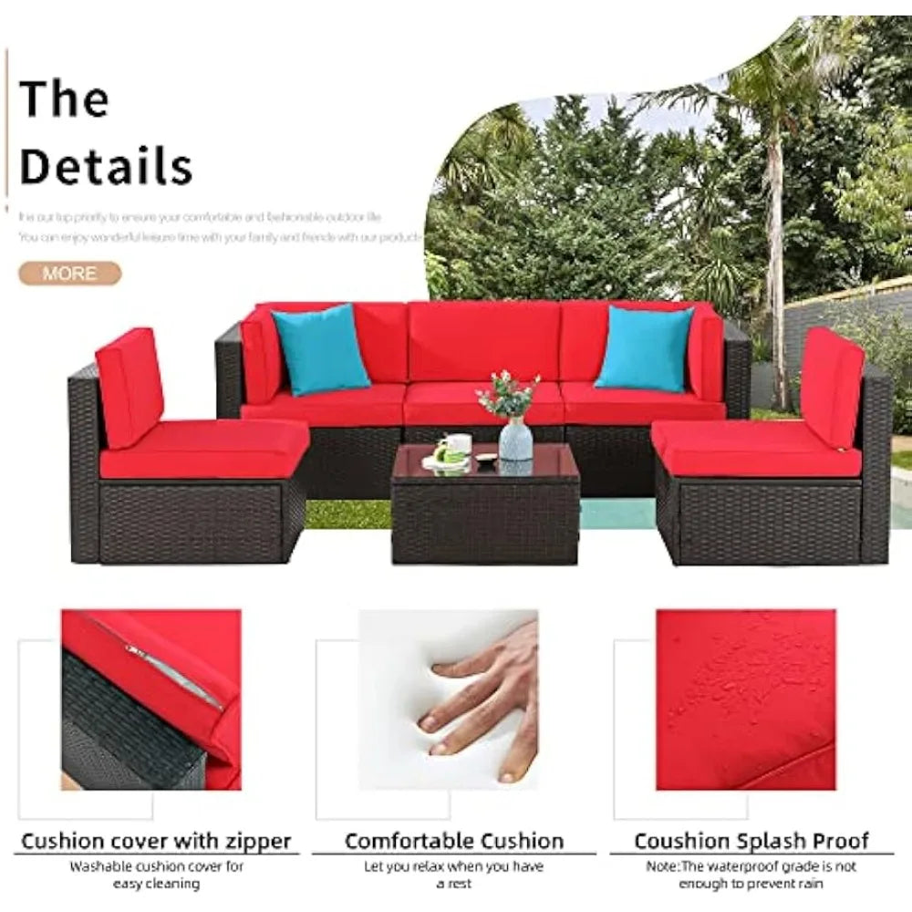 Hign-concerned 6 Piece All Weather Rattan Patio Set