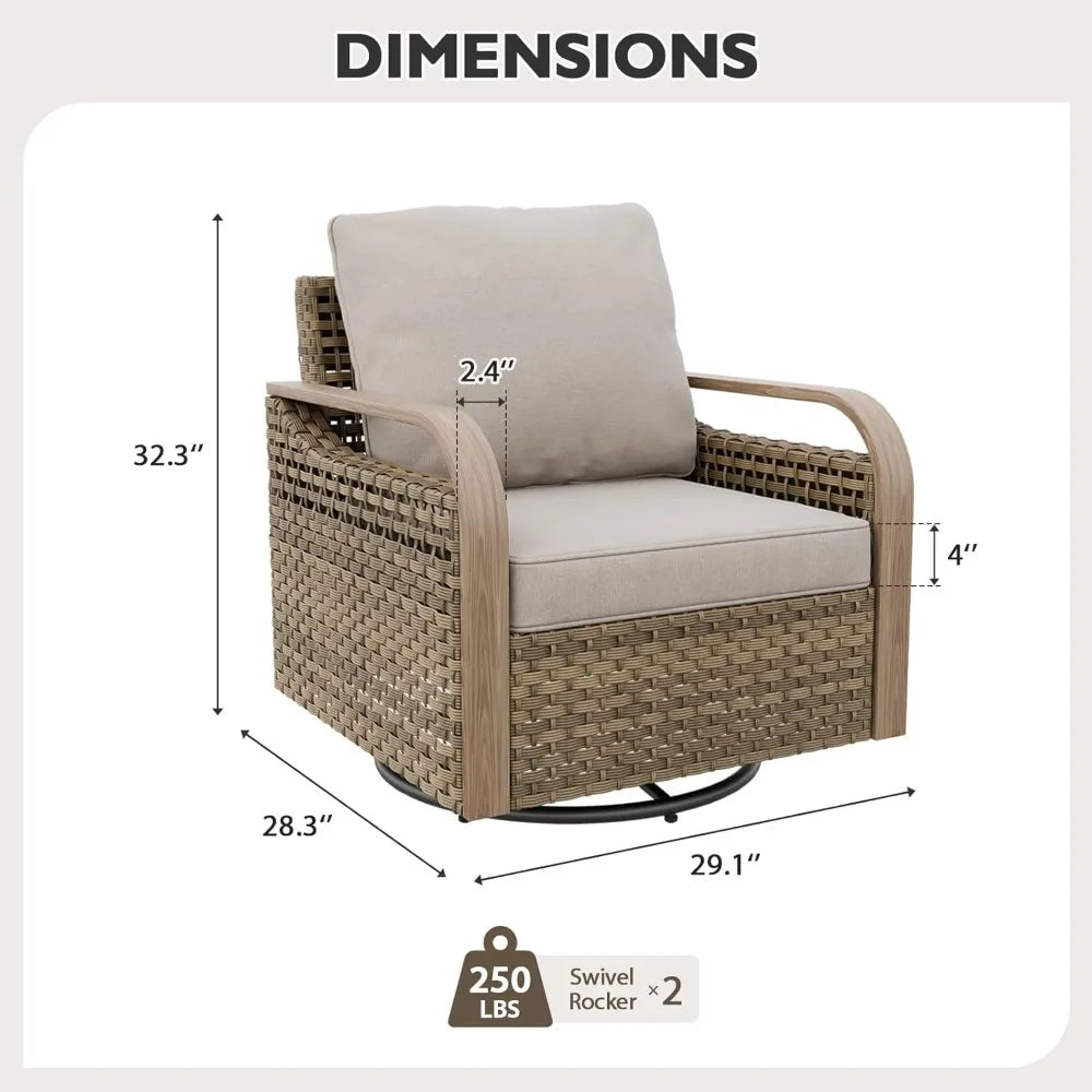 HUANZHUANG Modern Wicker Outdoor Glider Rocker Set for Patio