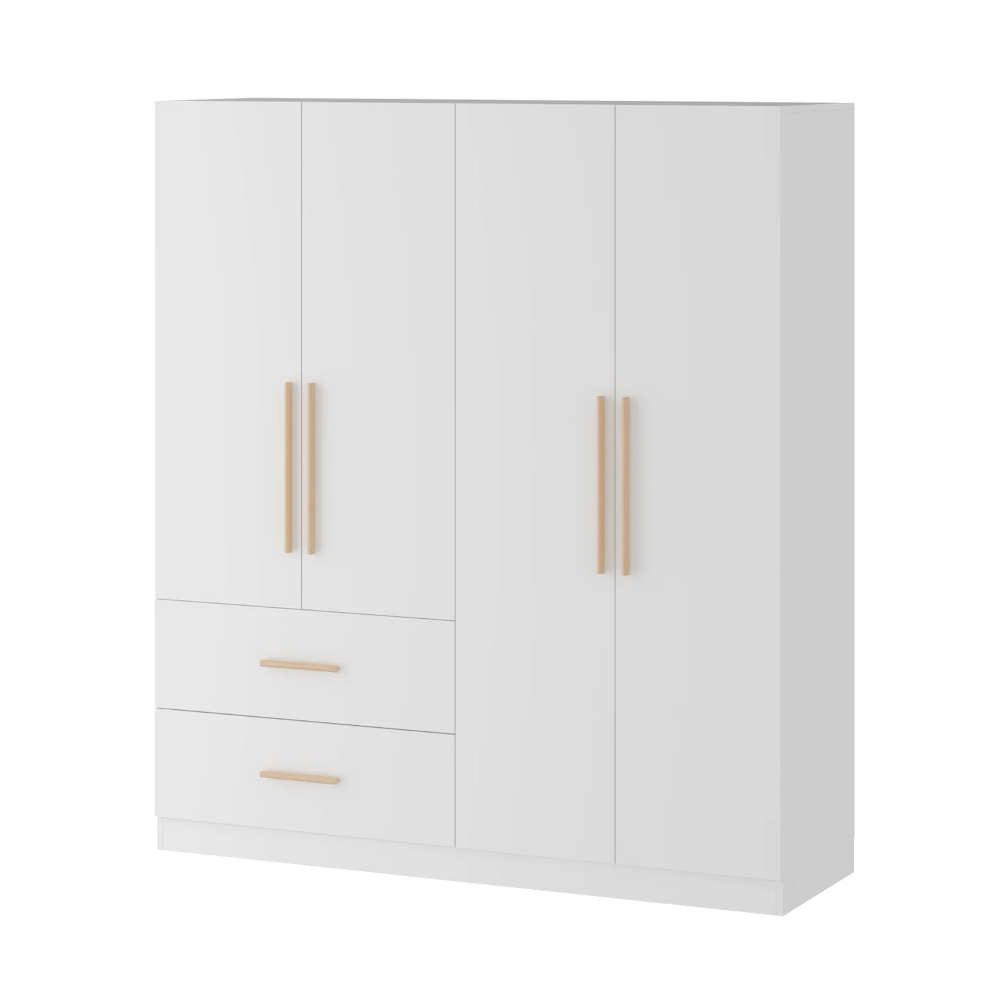 FUFU&GAGA Modern Wardrobe Armoire 2 Drawers 2 Hanging Rods