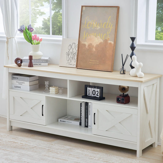 Redlife TV Stand For TVs Farmhouse Style Storage Cabinet