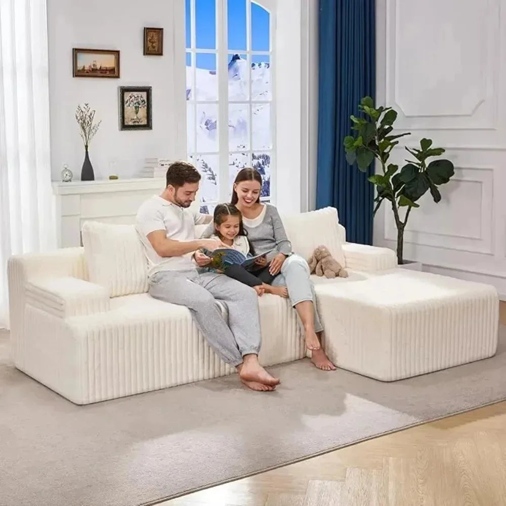 Modular L-Shaped 3-Seat Sectional | Memory Foam with Deep Seating & Storage Modules | Living Room Sofa