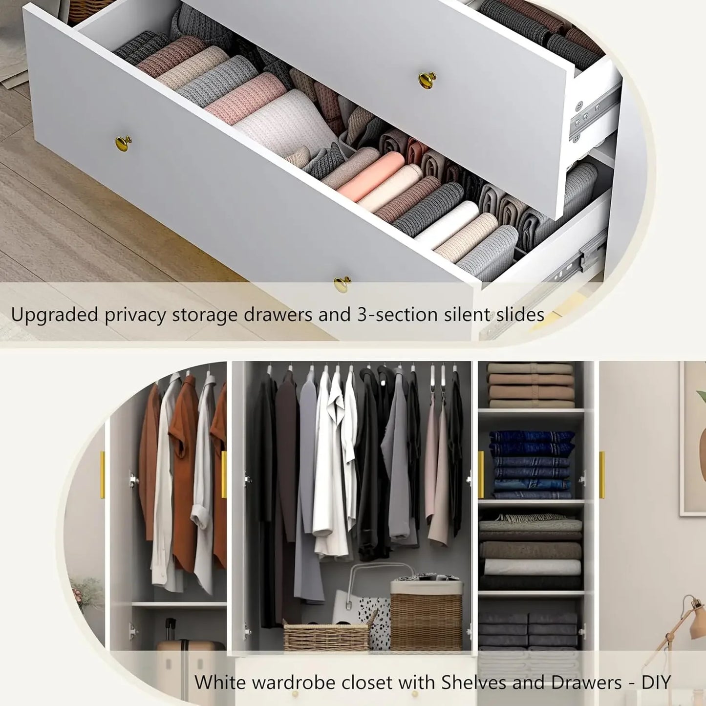 XMSJH Wardrobe 4 Door With Mirrors And LED Lights Black