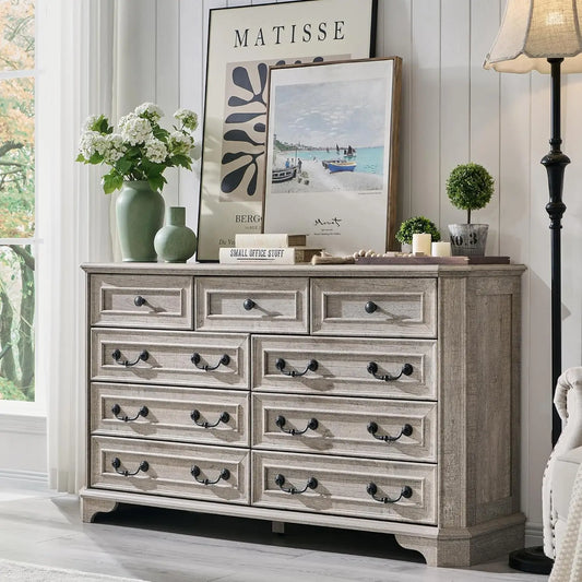 XMSJHign-concerned Farmhouse Dresser Chest Rustic Wood