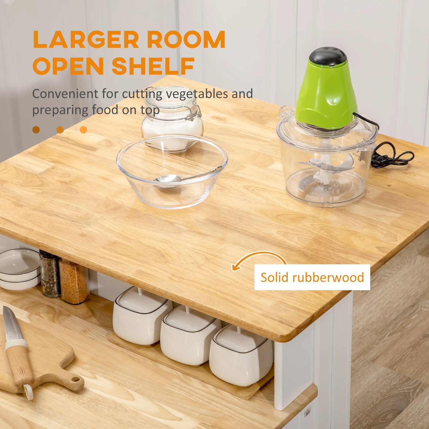 HOMCOM Two Level Kitchen Island With Storage Cabinet