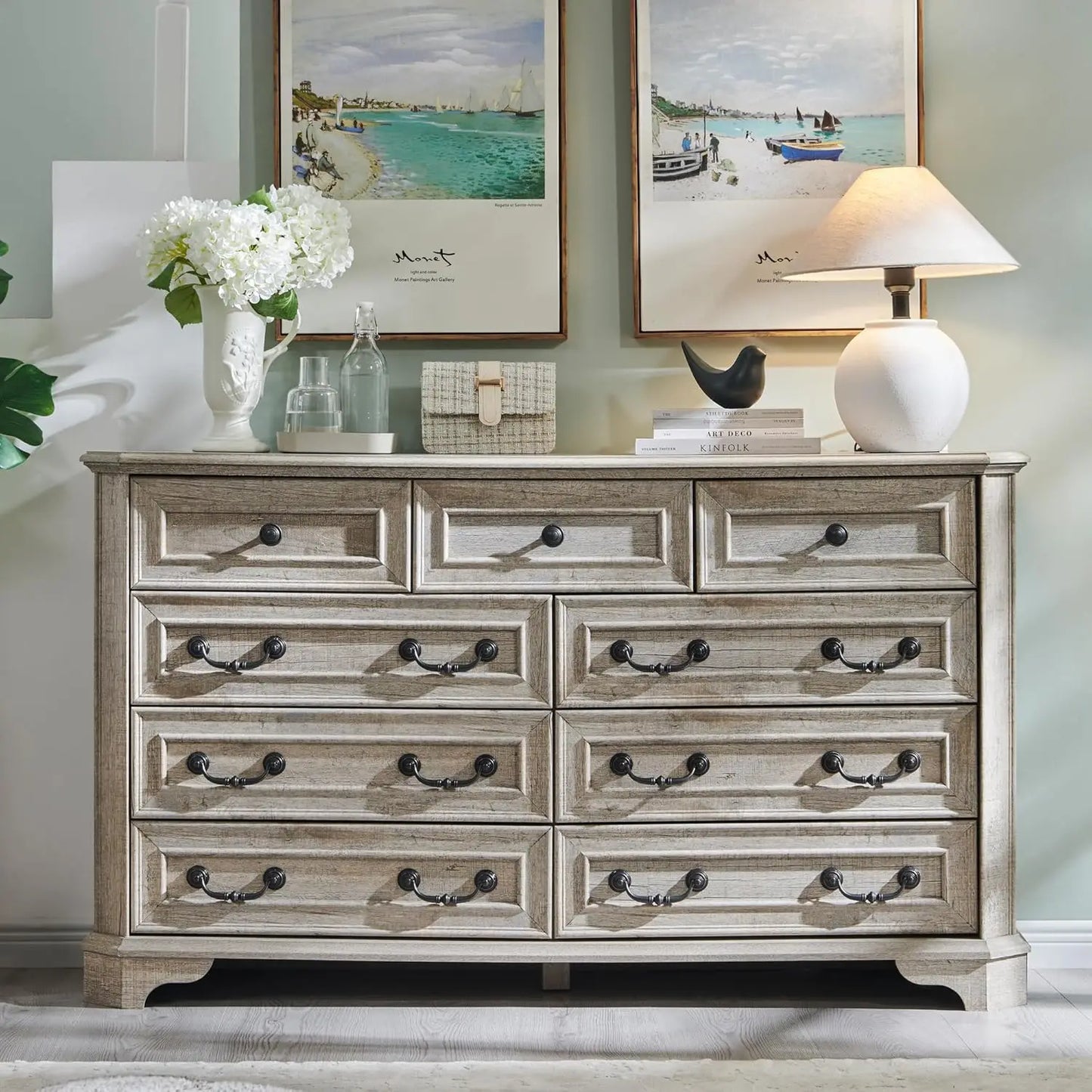 XMSJHign-concerned Farmhouse Dresser Chest Rustic Wood