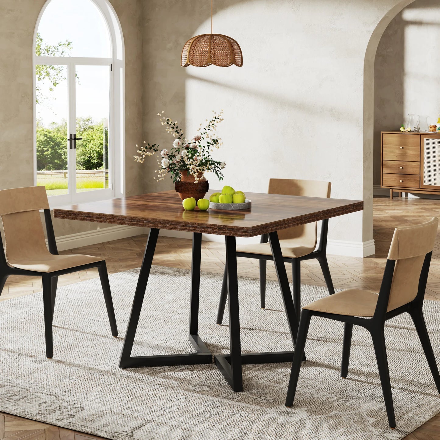Tribesigns Industrial Dining Table With Metal Base Home