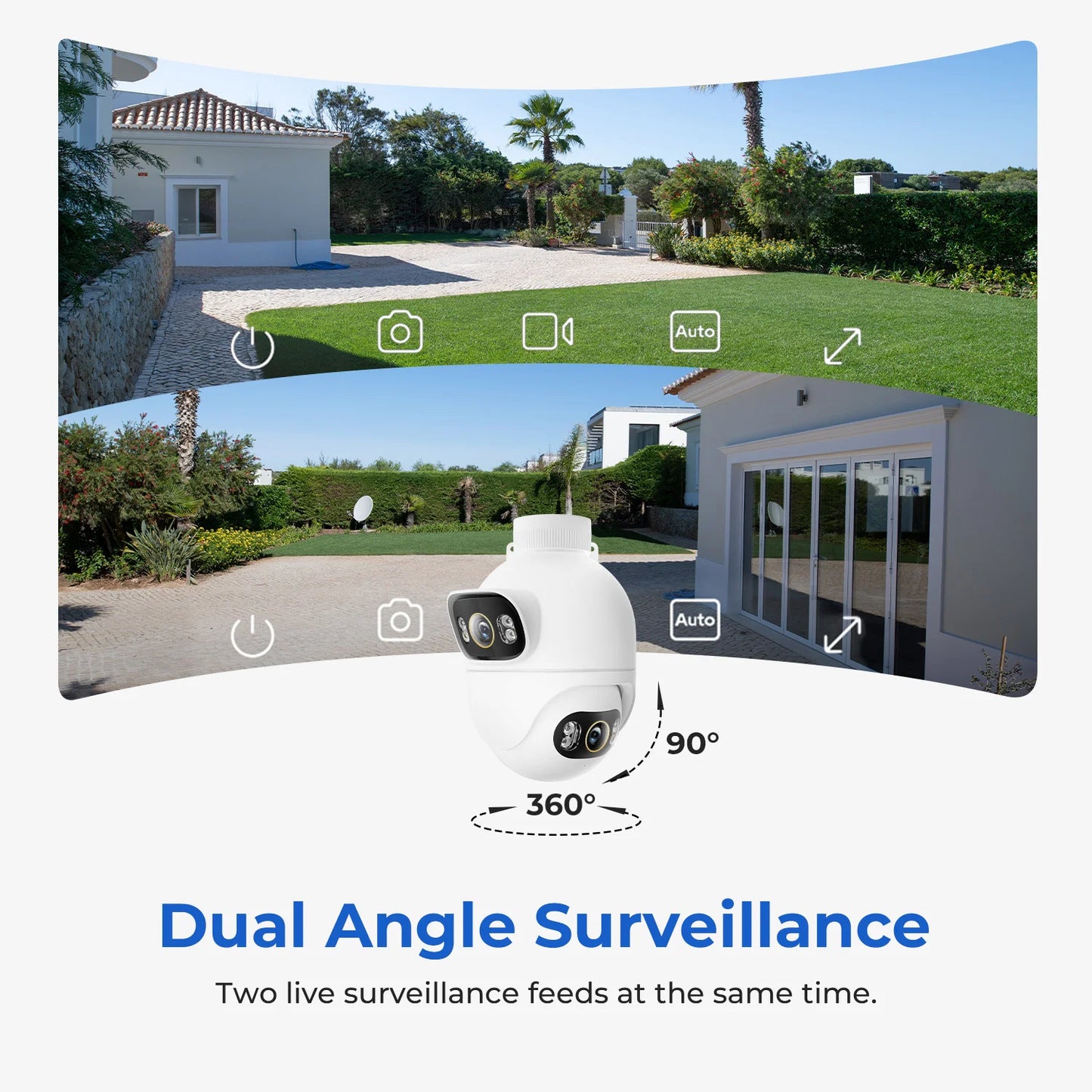 IMILAB Outdoor Surveillance Camera Dual Lens 360° PTZ Camera Colour Night Vision WiFi/LAN 7/24 Work EC6 Dual With MiHome App