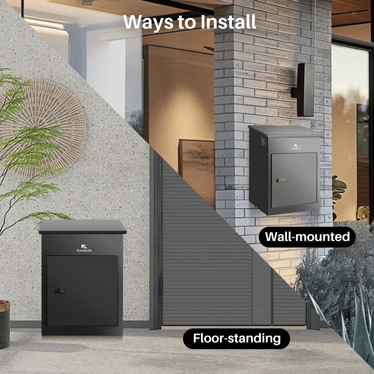 Roomark Package Delivery Box for Outside 15.75×16.15× 43.5inch Waterproof Anti-Theft Lockable Parcel Drop Box for Porch Curbside