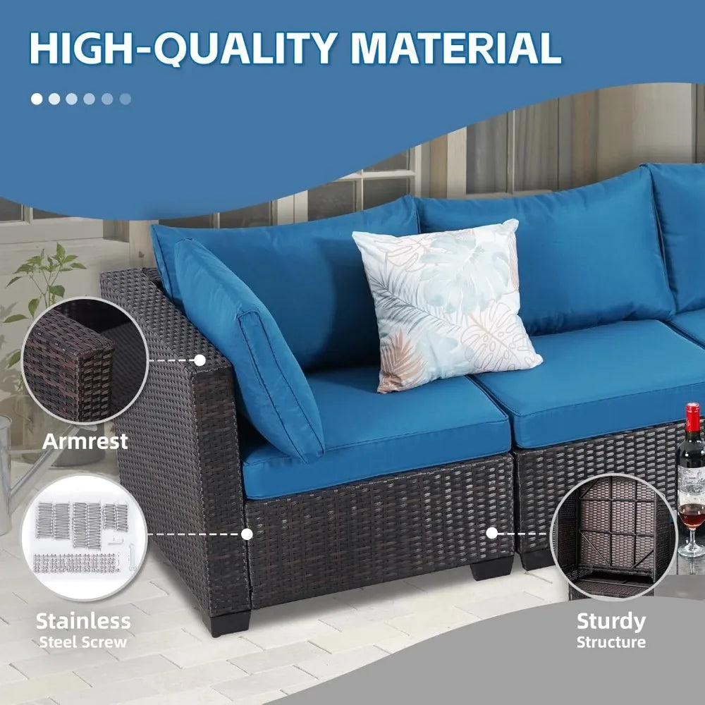 ANGDUO Outdoor Sectional Sofa Set Rattan Patio Furniture