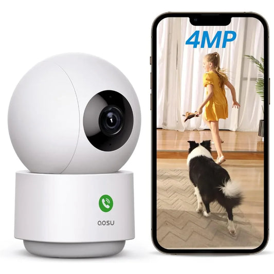 4mp security camera indoor, 2.5k baby monitor pet camera 360° for home security, wifi camera with 5/2.4 ghz wi-fi, one-touch ca