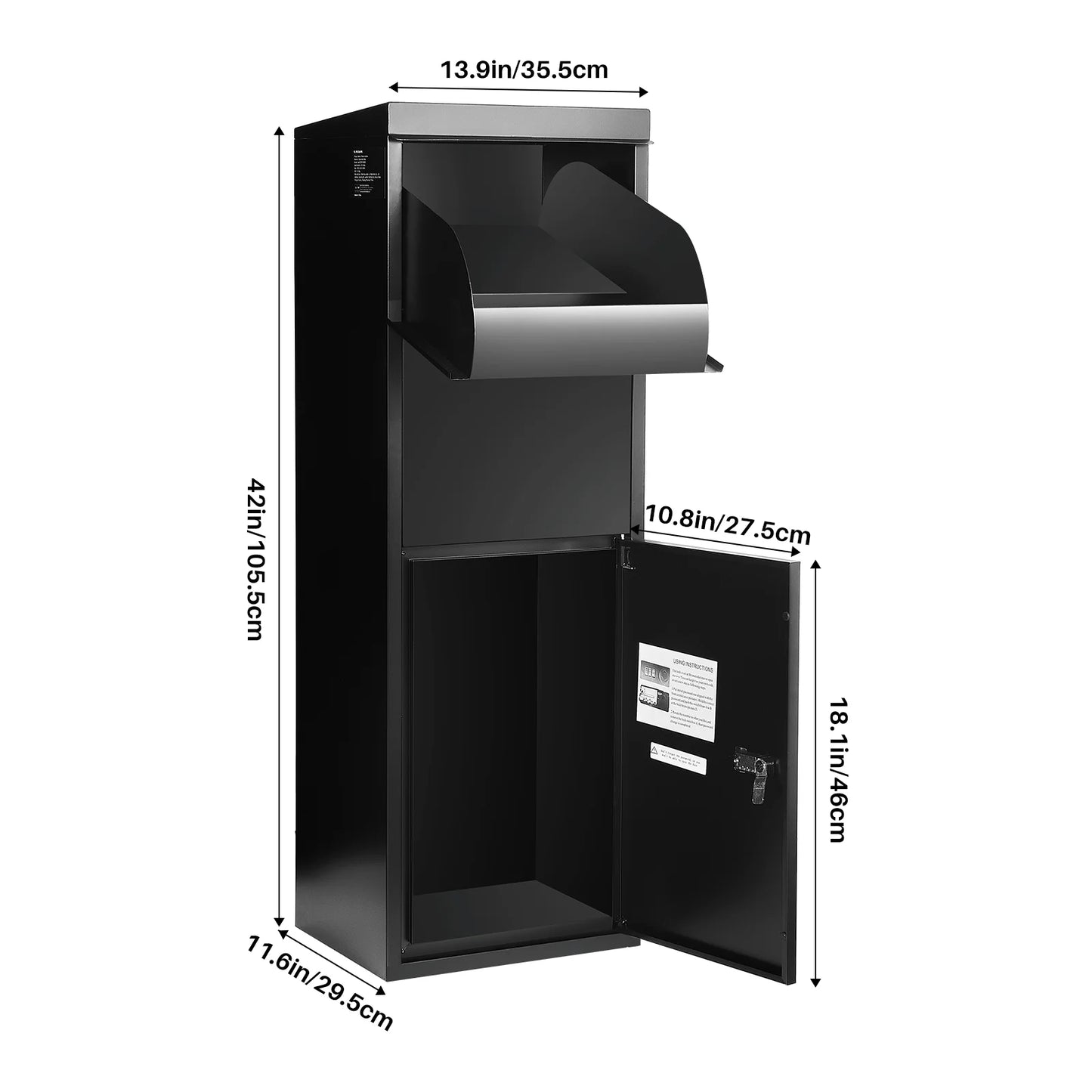 Roomark Package Delivery Box for Outside 15.75×16.15× 43.5inch Waterproof Anti-Theft Lockable Parcel Drop Box for Porch Curbside