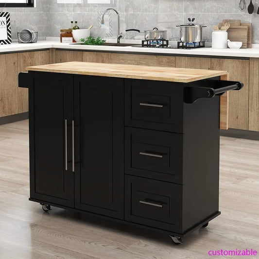XMSJ Kitchen Island Cart On Wheels Drop Leaf With Storage
