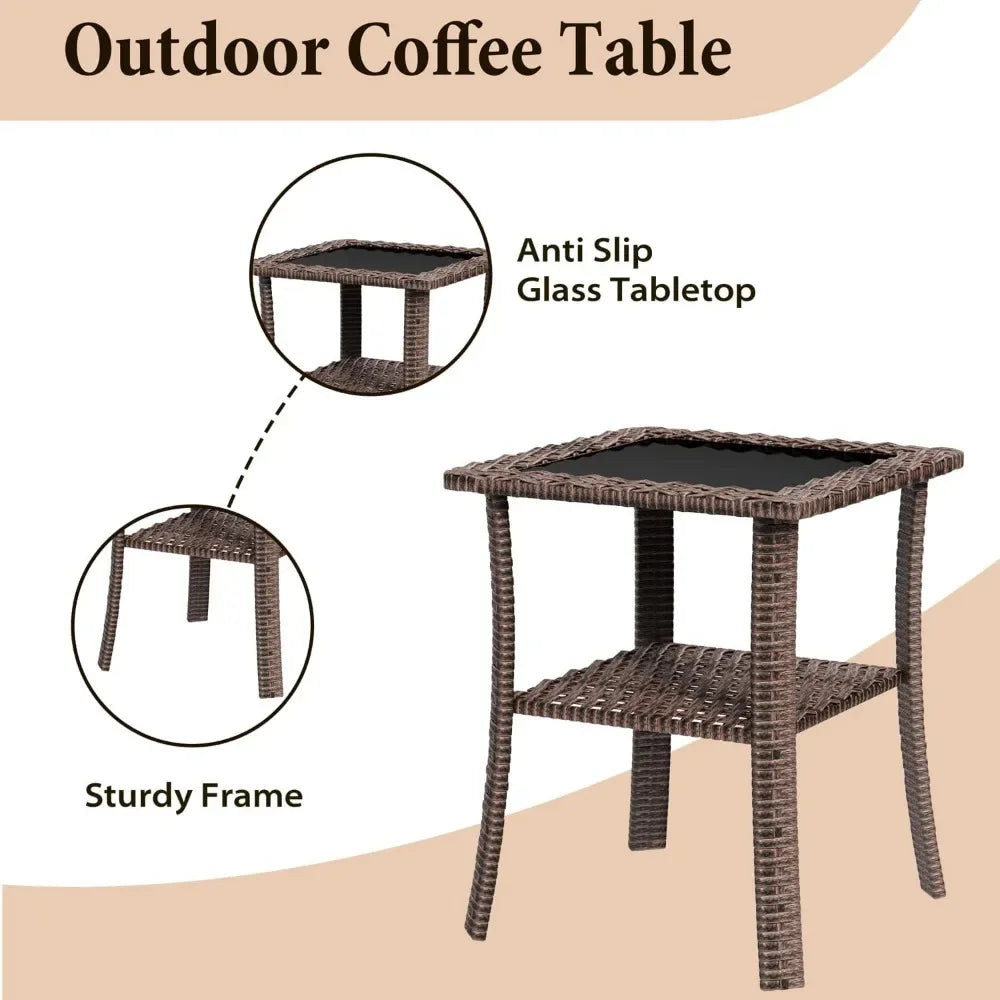Rattan Wicker Patio Furniture Outdoor Swivel Chairs Table