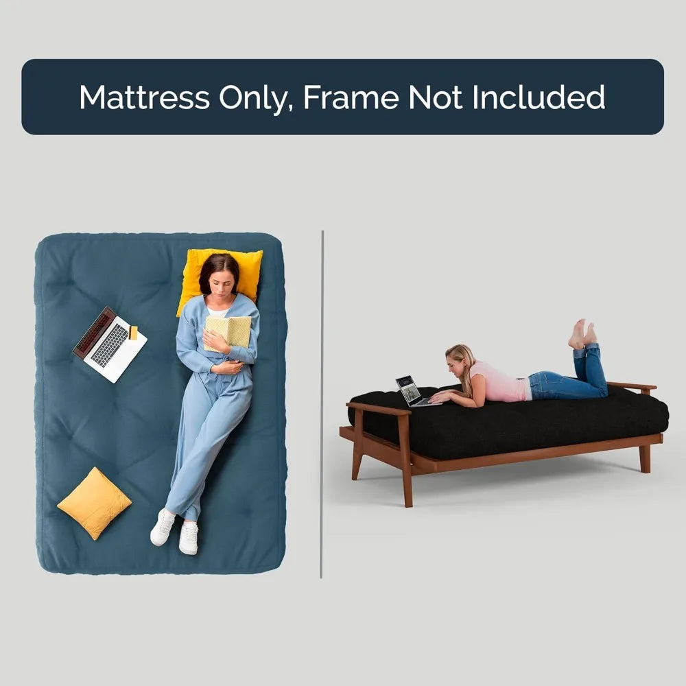 Home | 6" Full Size Futon Sofa Bed Memory Foam Mattress - USA Made, Burgundy, No Frame