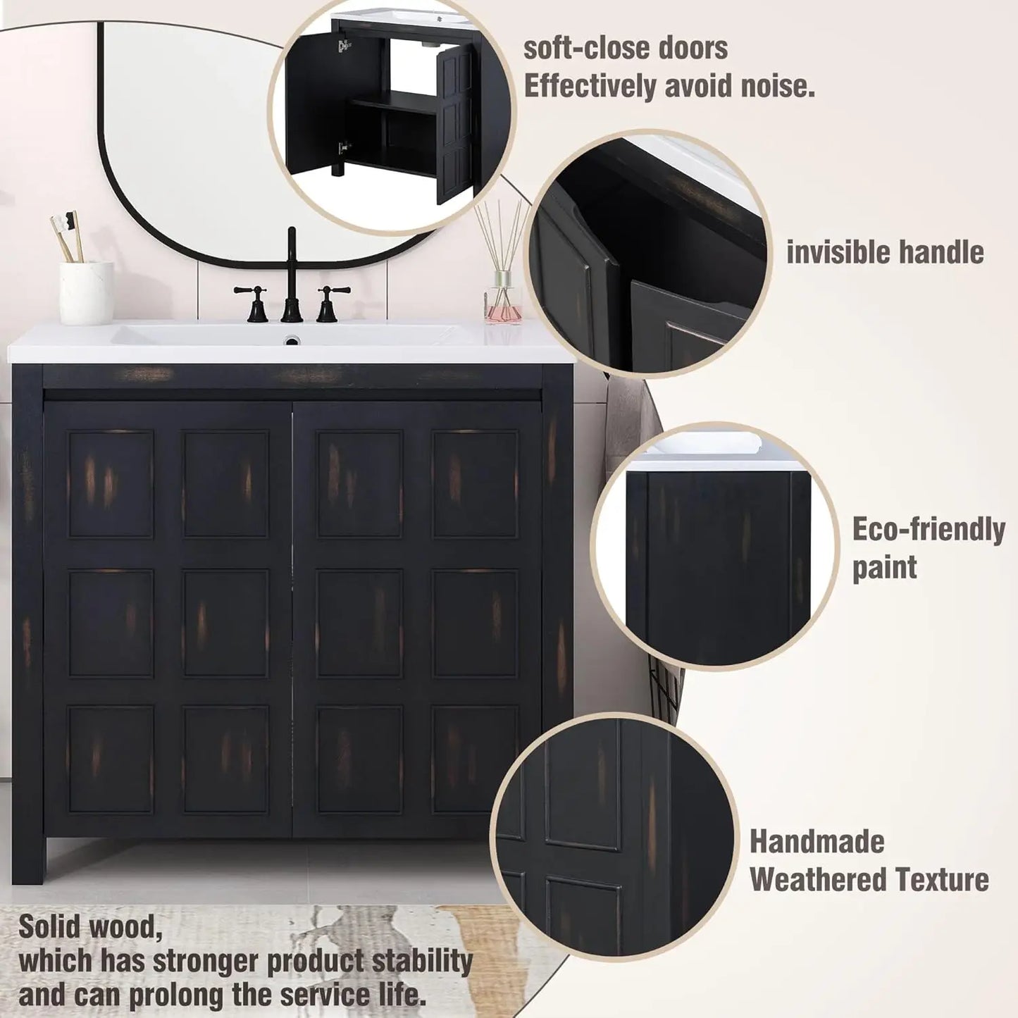 Hignconcerned Bathroom Vanity With Sink Two Door Cabinet