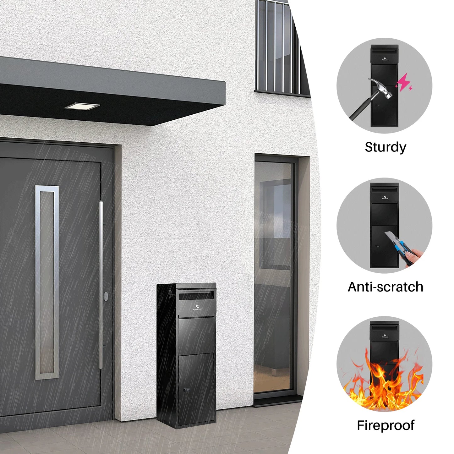Roomark Package Delivery Box for Outside 15.75×16.15× 43.5inch Waterproof Anti-Theft Lockable Parcel Drop Box for Porch Curbside