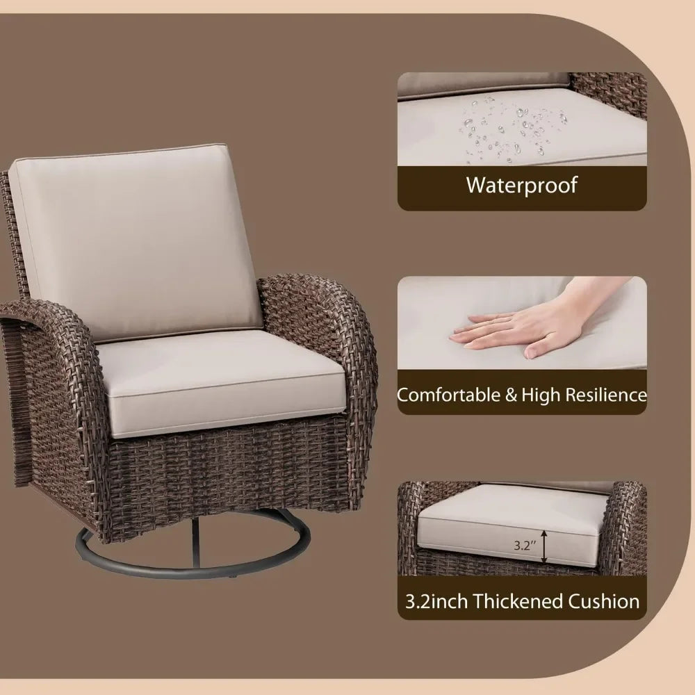Rattan Wicker Patio Furniture Outdoor Swivel Chairs Table