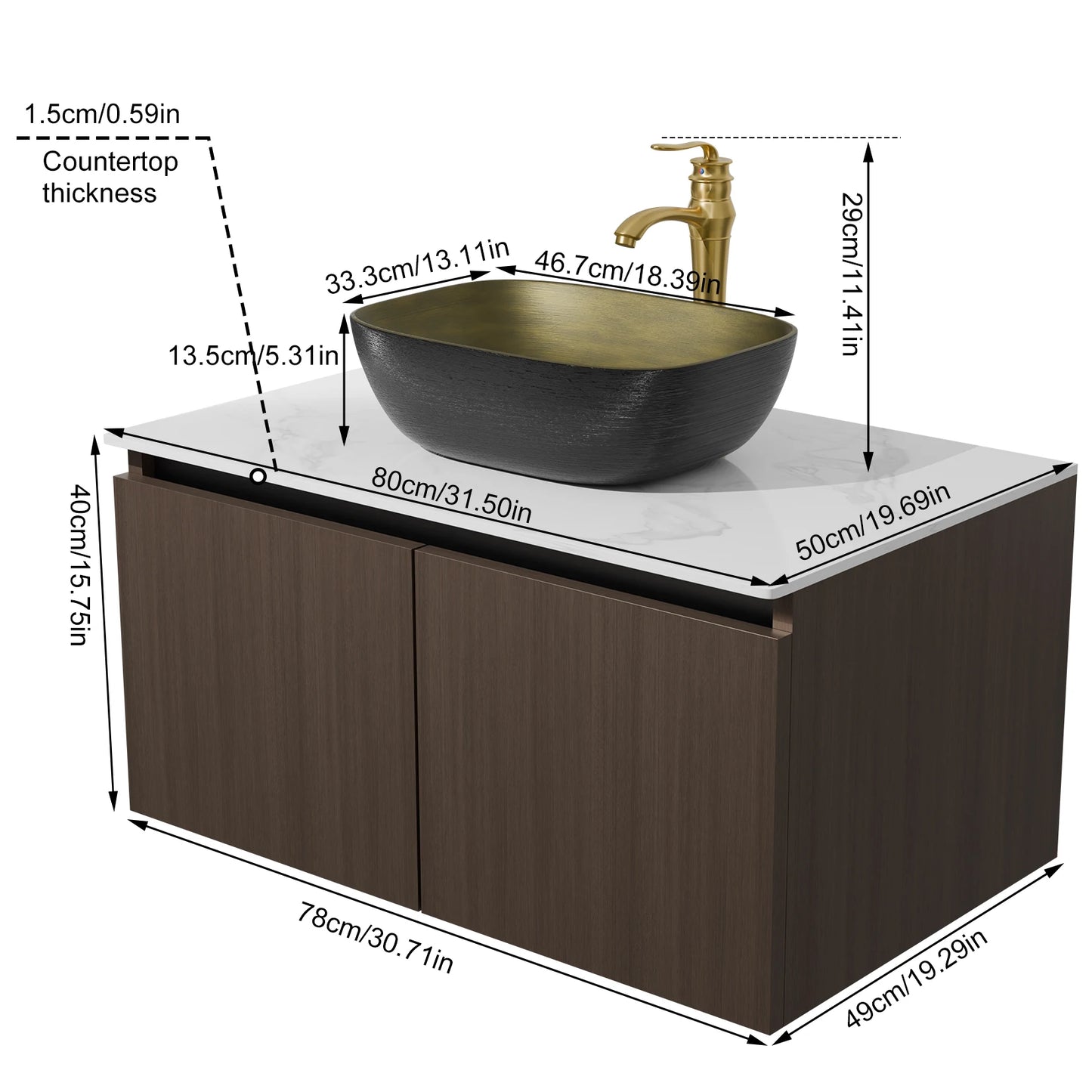 Wisfor Floating Vanity With Sink Combo Wall Mounted