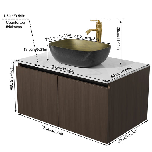 Wisfor Floating Vanity With Sink Combo Wall Mounted