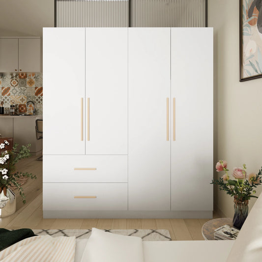 FUFU&GAGA Modern Wardrobe Armoire 2 Drawers 2 Hanging Rods