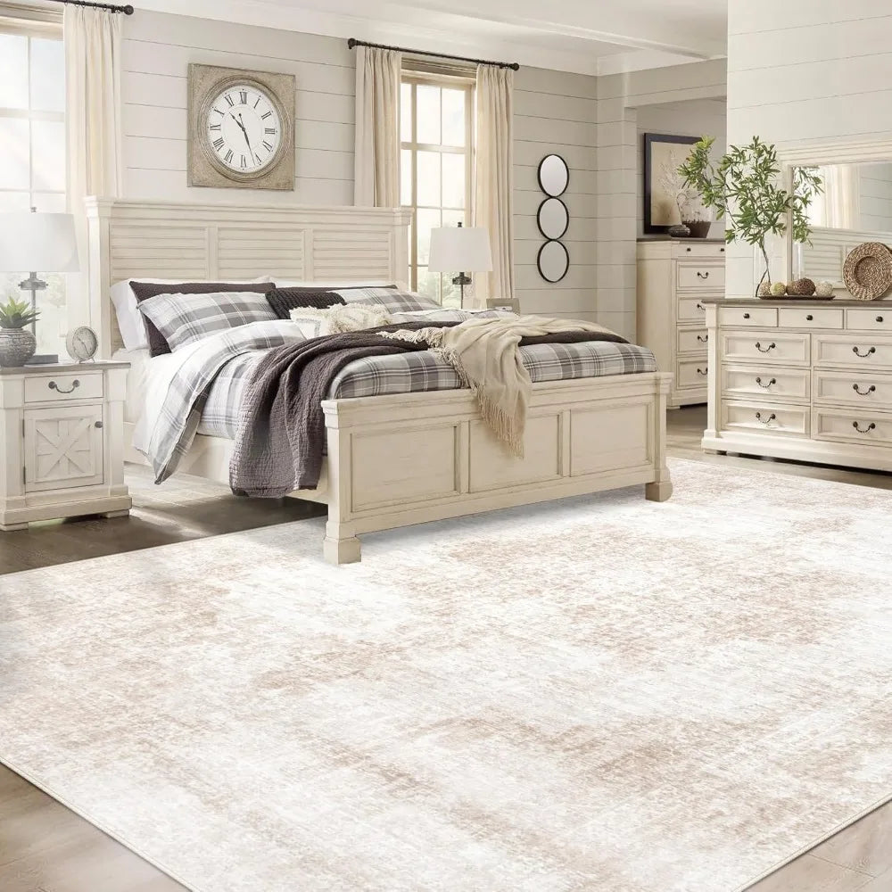 Area Rug Vintage Rug: Large Washable Living Room Rug Retro Medallion Distressed Rug Soft Low Pile Non-Slip Rugs Indoor Floo