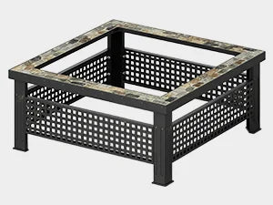 30 Inch Fire Pit, Square Outdoor Fireplace Table w/ Mesh Lid & Fire Poker, 3-in-1 Multipurpose Firepits for Yard, Garden, Patio