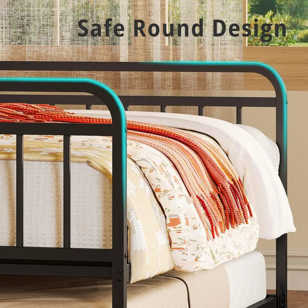LIKIMIO Daybed With Trundle Metal Bed Frame And Headboard