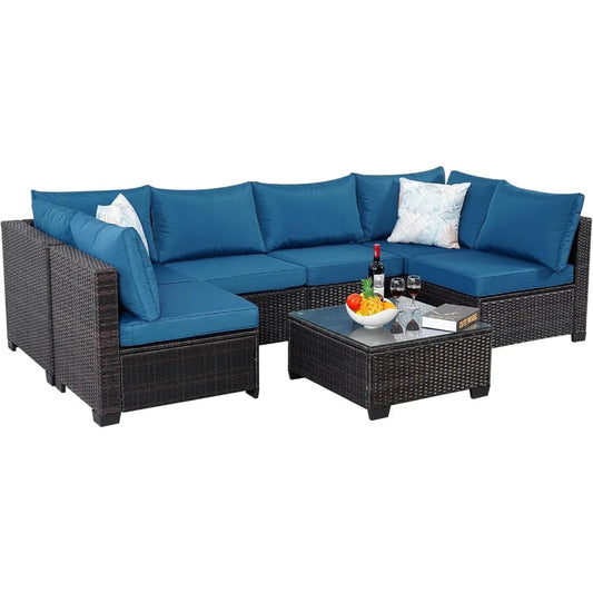 ANGDUO Outdoor Sectional Sofa Set Rattan Patio Furniture