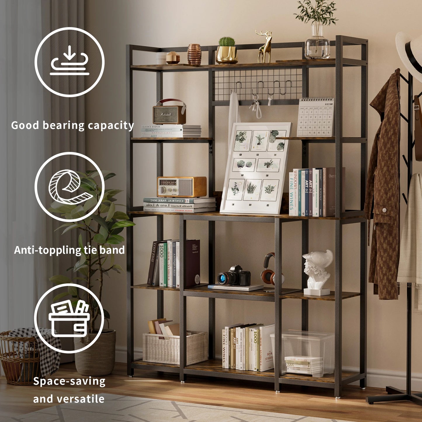 5 Tier Large Metal Kitchen Storage Shelf Freestanding Microwave Stand Kitchen Baker's Rack