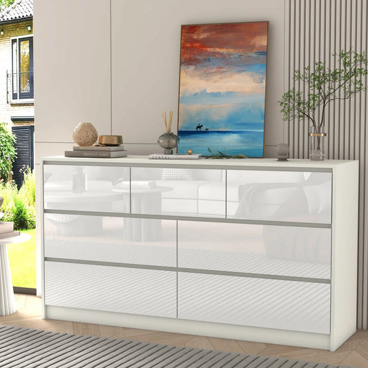 QiaoShiRen 7 Drawer Dresser Modern High Gloss Finish