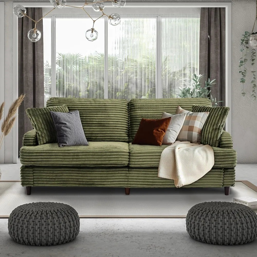 80" Comfy Mid-Century Corduroy Loveseat: Oversized Deep Seat for Living Room, Bedroom & Small Spaces