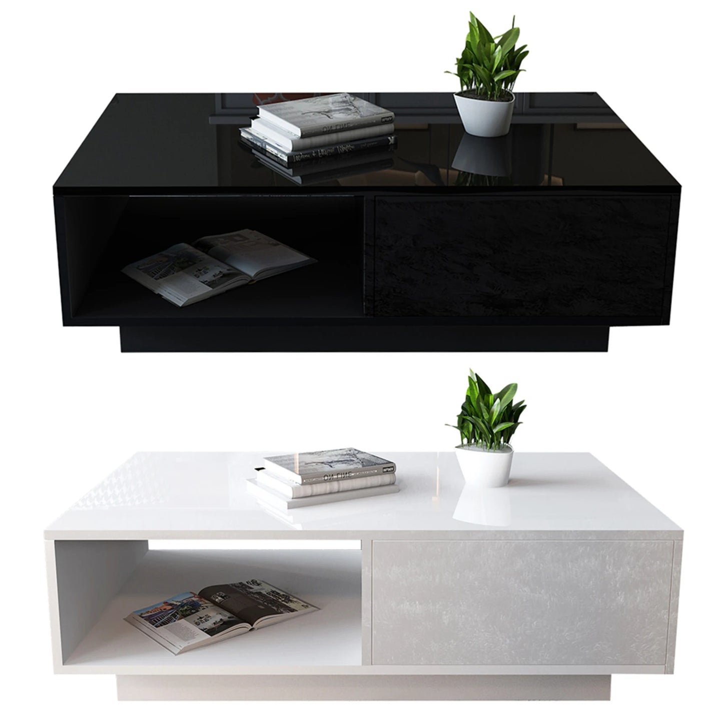 Coffee Table Modern High Gloss Rectangular Coffee Table Tea Table Storage Living Room Living Room Table Rectangular Coffee Table