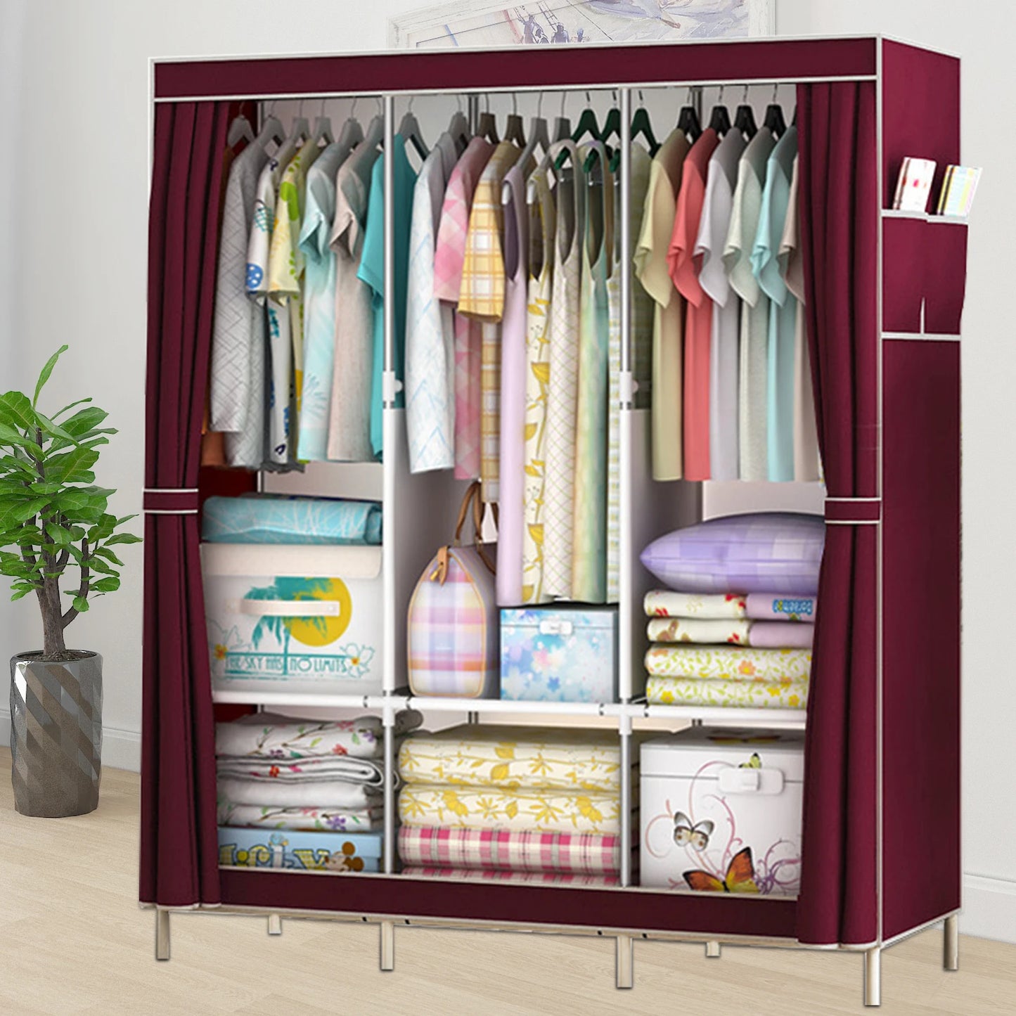 Folded Closet Wardrobe Organizer Nonwoven Fabric Storage