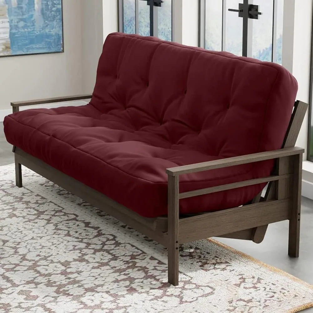 Home | 6" Full Size Futon Sofa Bed Memory Foam Mattress - USA Made, Burgundy, No Frame