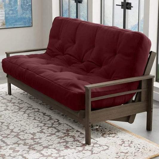 Home | 6" Full Size Futon Sofa Bed Memory Foam Mattress - USA Made, Burgundy, No Frame