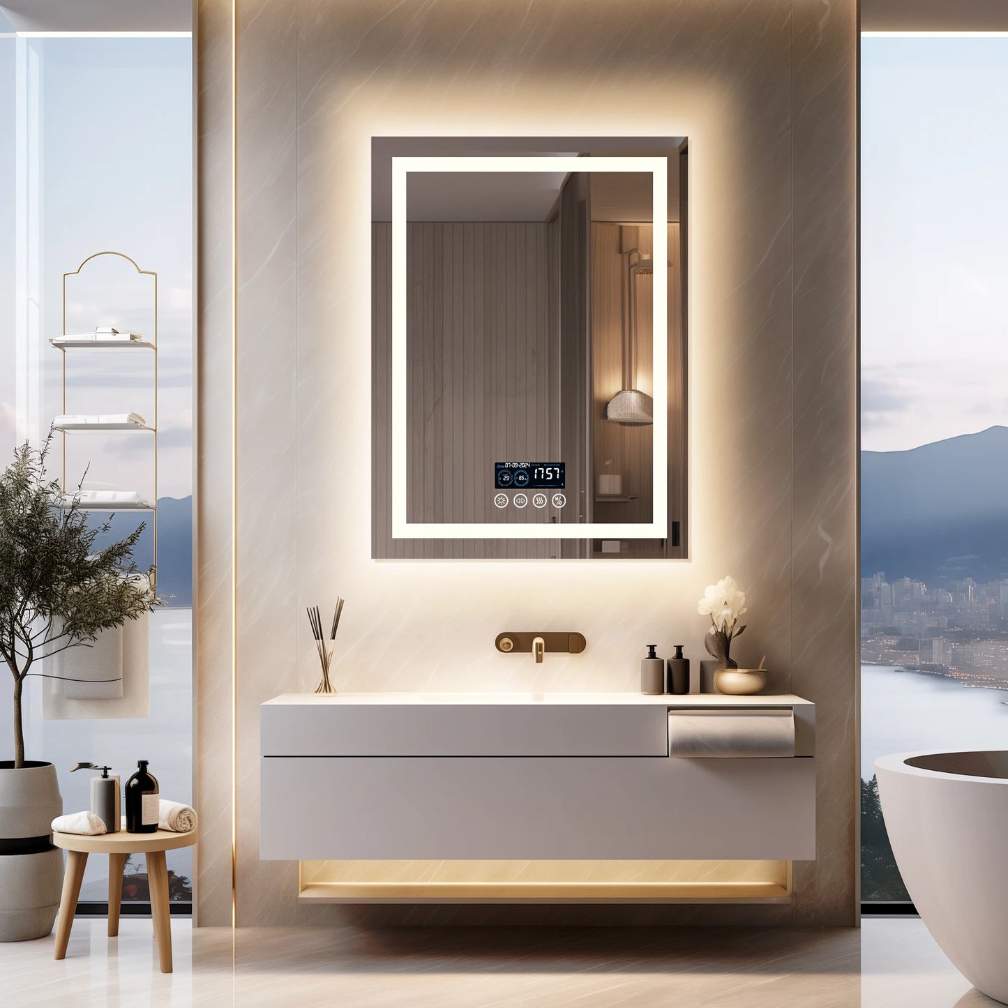 Wisfor LED Bath Mirror With Bluetooth Speaker Anti Fog