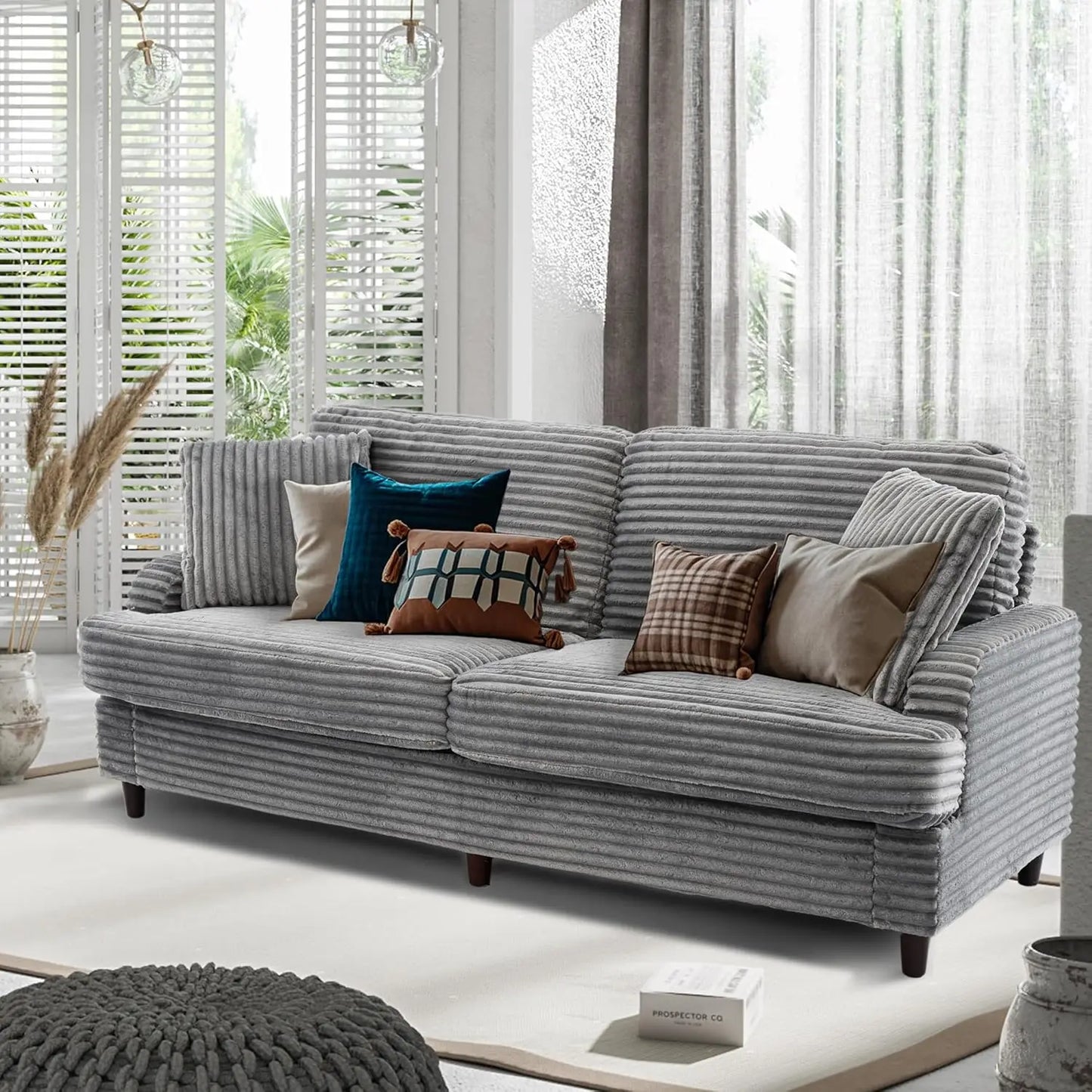 80" Comfy Mid-Century Corduroy Loveseat: Oversized Deep Seat for Living Room, Bedroom & Small Spaces