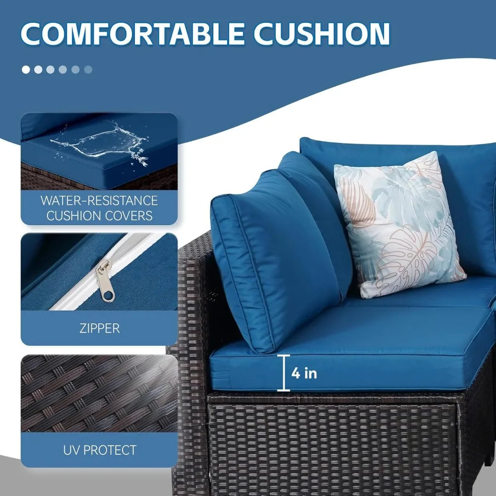 ANGDUO Outdoor Sectional Sofa Set Rattan Patio Furniture