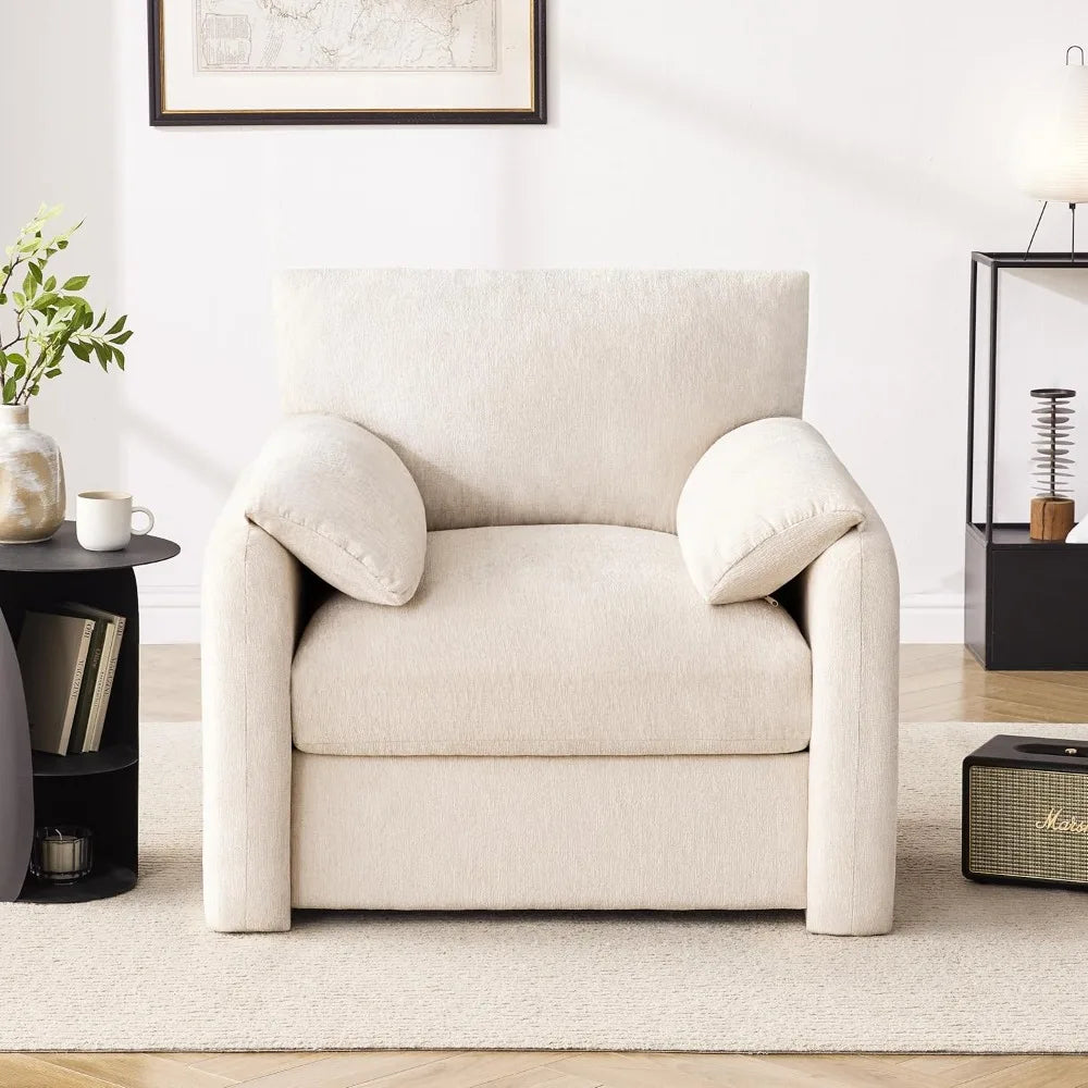 Chenille Oversized Armchair, 38.6 Wide Accent Chairs for Living Room & Bedroom Modern Lounge Chair, Upholstered Mid-Century Read